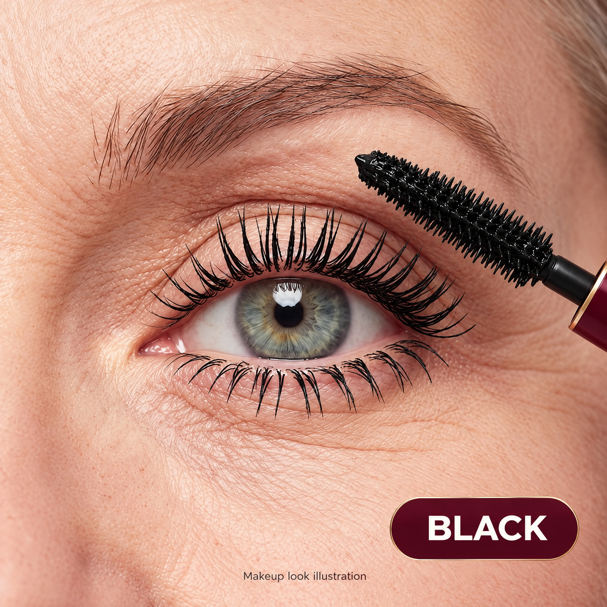 Black mascara makeup look illustration